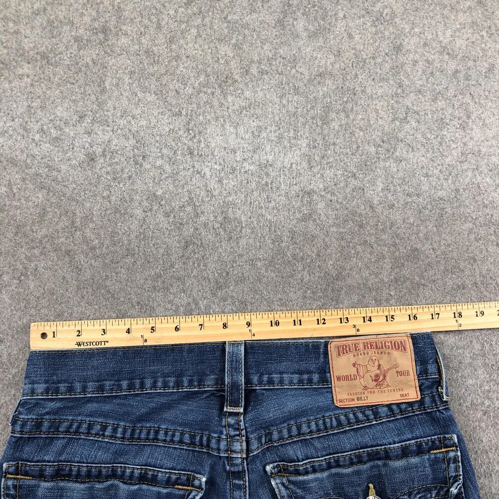 True Religion Billy Jeans Mens 33x34 Blue Medium Wash Bootcut USA Denim Pants